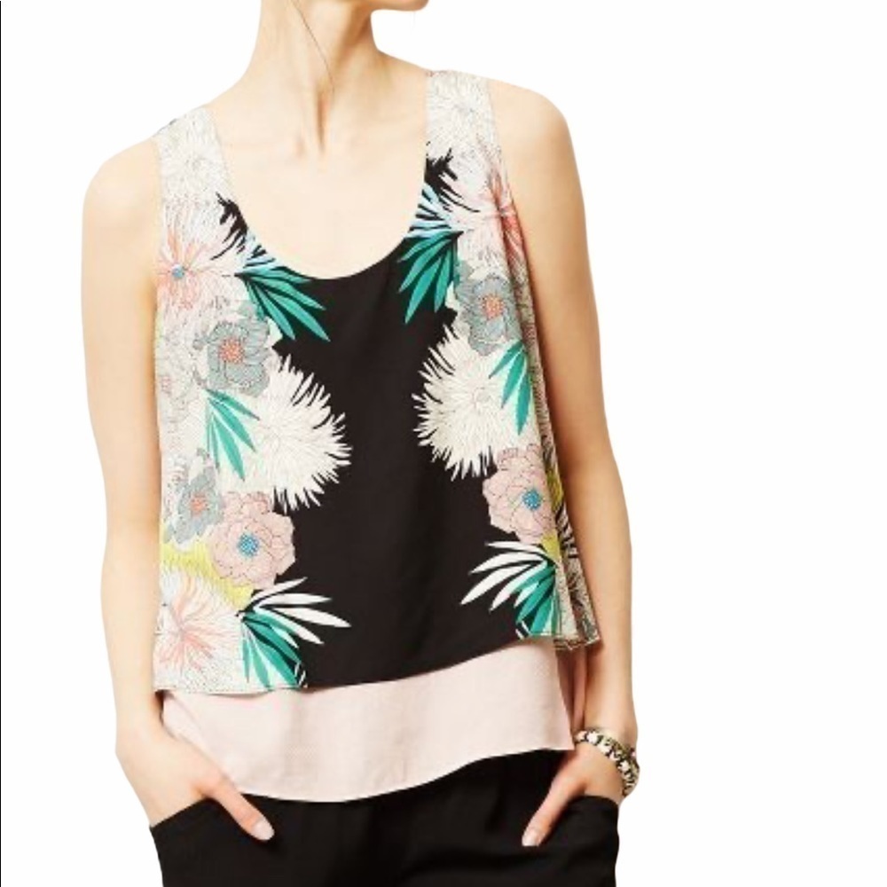 Anthropologie Cory Lynn Calter lightweight layered sleeveless floral top size XS